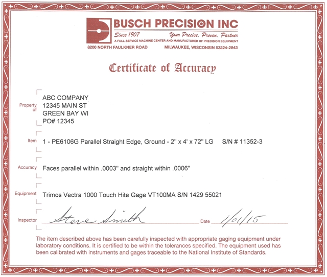 Recalibrating Precision Equipment